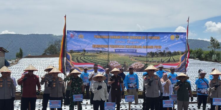 Tanam Serentak Nasional, Kapolda Sumbar Tanam Bawang Putih Di Kabupaten Solok