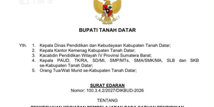 Kualitas Udara Buruk, Pemkab Tanah Datar Liburkan Sekolah dan Dialihkan ke PJJ